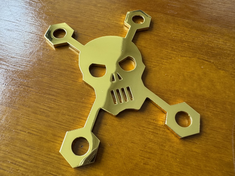 SHIP FROM CHINA !! Custom Made !! SKULL Neck Plate With 4Pcs Screws For Your Guitar or Bass - Golden & Chrome