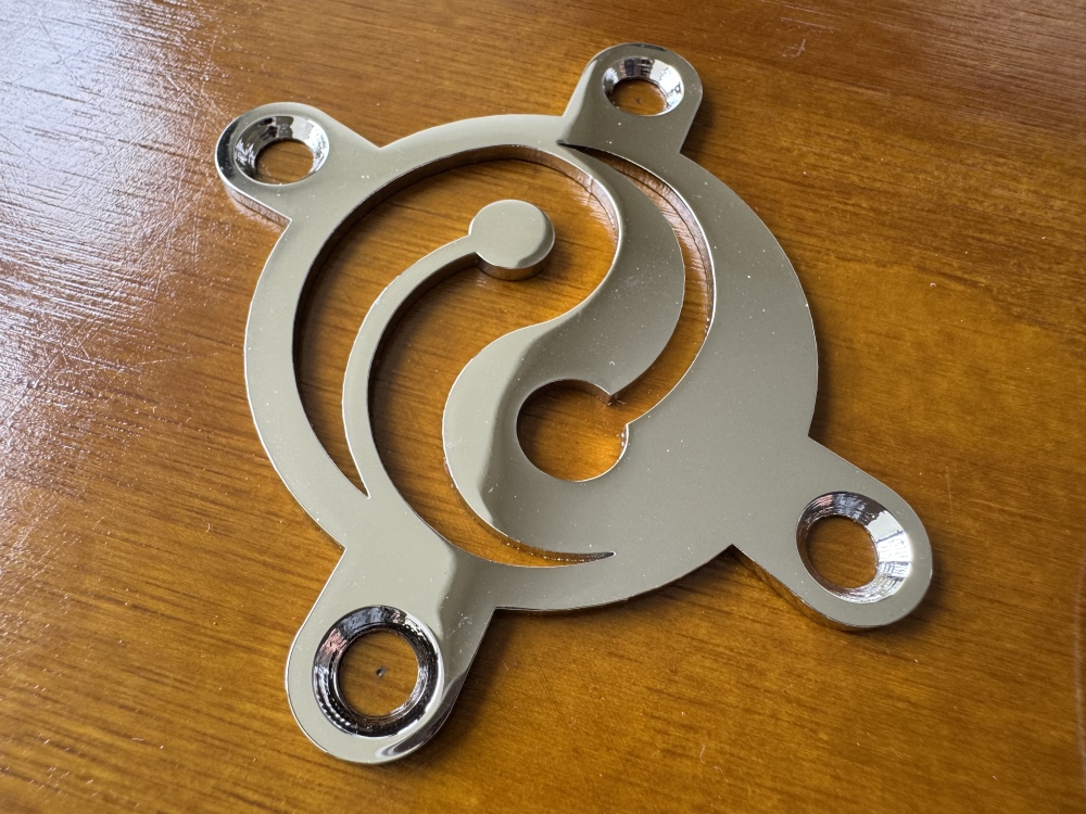 SHIP FROM CHINA !! Custom Made !! Yin-Yang Neck Plate With 4Pcs Screws For Your Guitar or Bass - Golden & Chrome