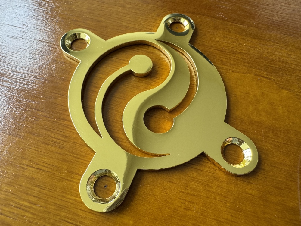 SHIP FROM CHINA !! Custom Made !! Yin-Yang Neck Plate With 4Pcs Screws For Your Guitar or Bass - Golden & Chrome