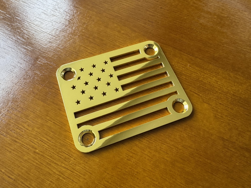SHIP FROM CHINA !! Custom Made !! American Flag Neck Plate + 4 Screws For Your Guitar or Bass Golden & Chrome