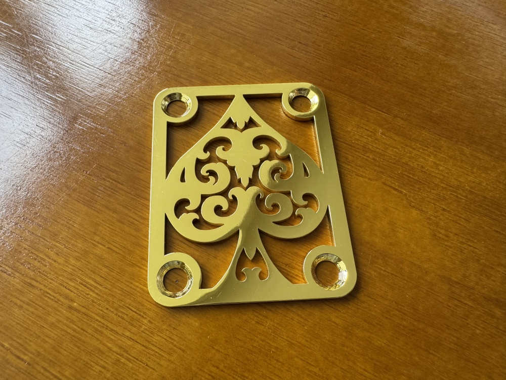 SHIP FROM CHINA !! Custom Made!! SPADE Neck Plate With 4Pcs Screws For Your Guitar or Bass - Golden & Chrome