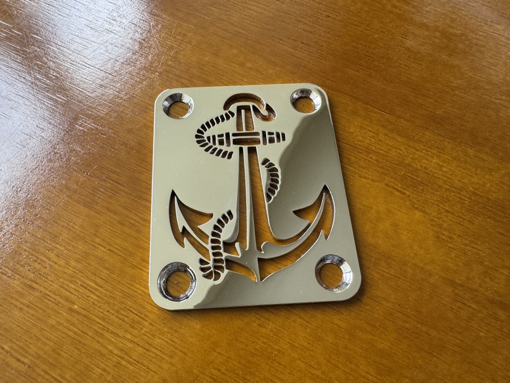 SHIP FROM CHINA !! Custom Made !! ANCHOR Neck Plate With 4Pcs Screws For Your Guitar or Bass - Golden & Chrome