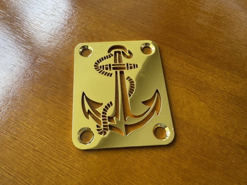 SHIP FROM CHINA !! Custom Made !! ANCHOR Neck Plate With 4Pcs Screws For Your Guitar or Bass - Golden & Chrome
