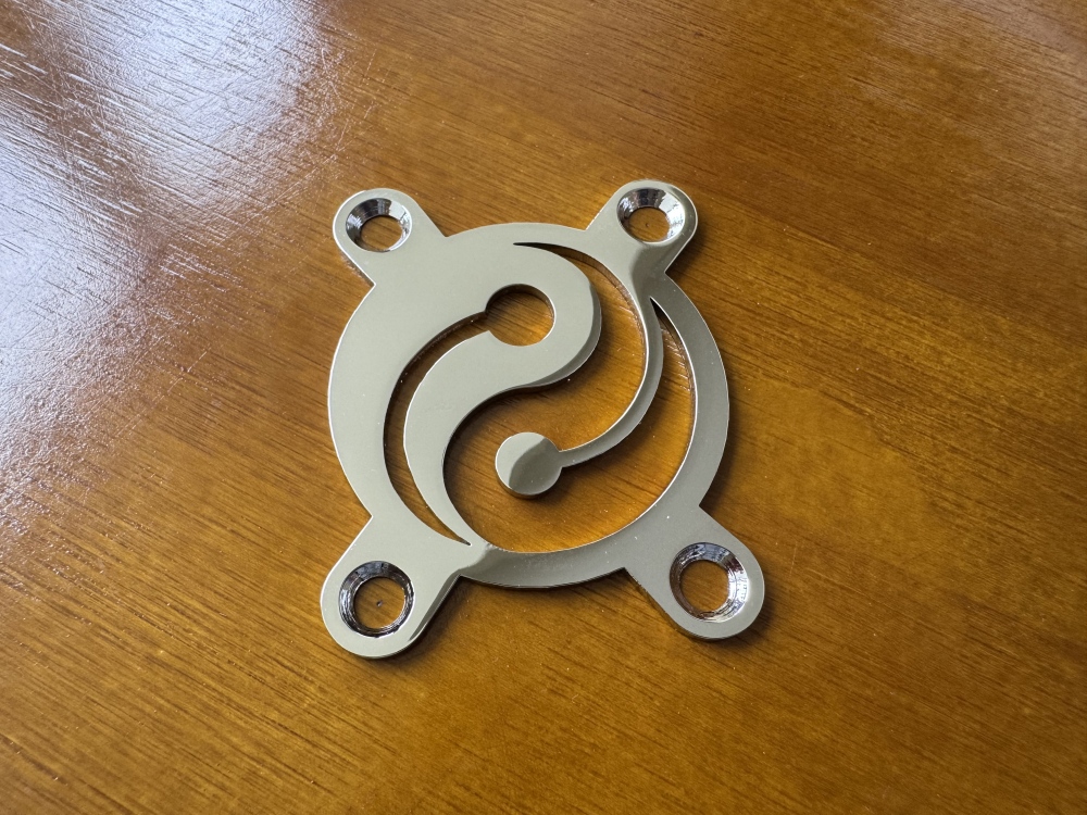 SHIP FROM CHINA !! Custom Made !! Yin-Yang Neck Plate With 4Pcs Screws For Your Guitar or Bass - Golden & Chrome