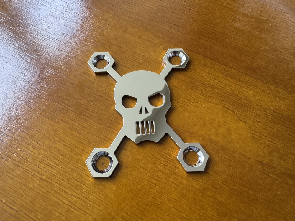 SHIP FROM CHINA !! Custom Made !! SKULL Neck Plate With 4Pcs Screws For Your Guitar or Bass - Golden & Chrome