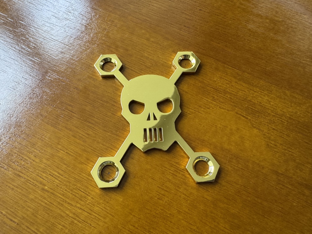 SHIP FROM CHINA !! Custom Made !! SKULL Neck Plate With 4Pcs Screws For Your Guitar or Bass - Golden & Chrome