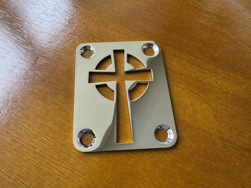 SHIP FROM CHINA !! Custom Made !! Celtic Cross Neck Plate +4Pcs Screws For Your Guitar or Bass - Golden & Chrome