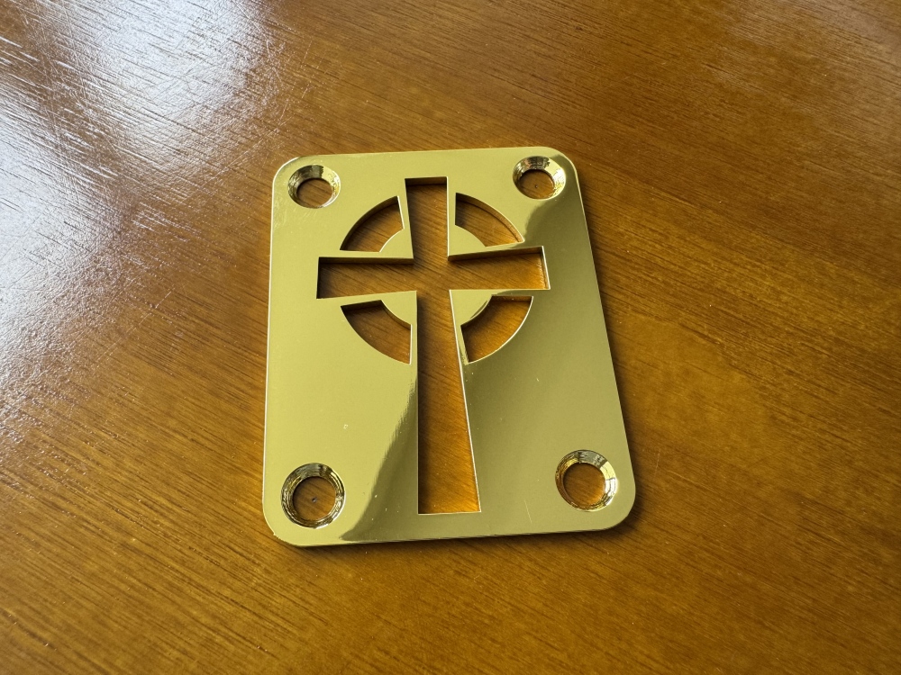SHIP FROM CHINA !! Custom Made !! Celtic Cross Neck Plate +4Pcs Screws For Your Guitar or Bass - Golden & Chrome