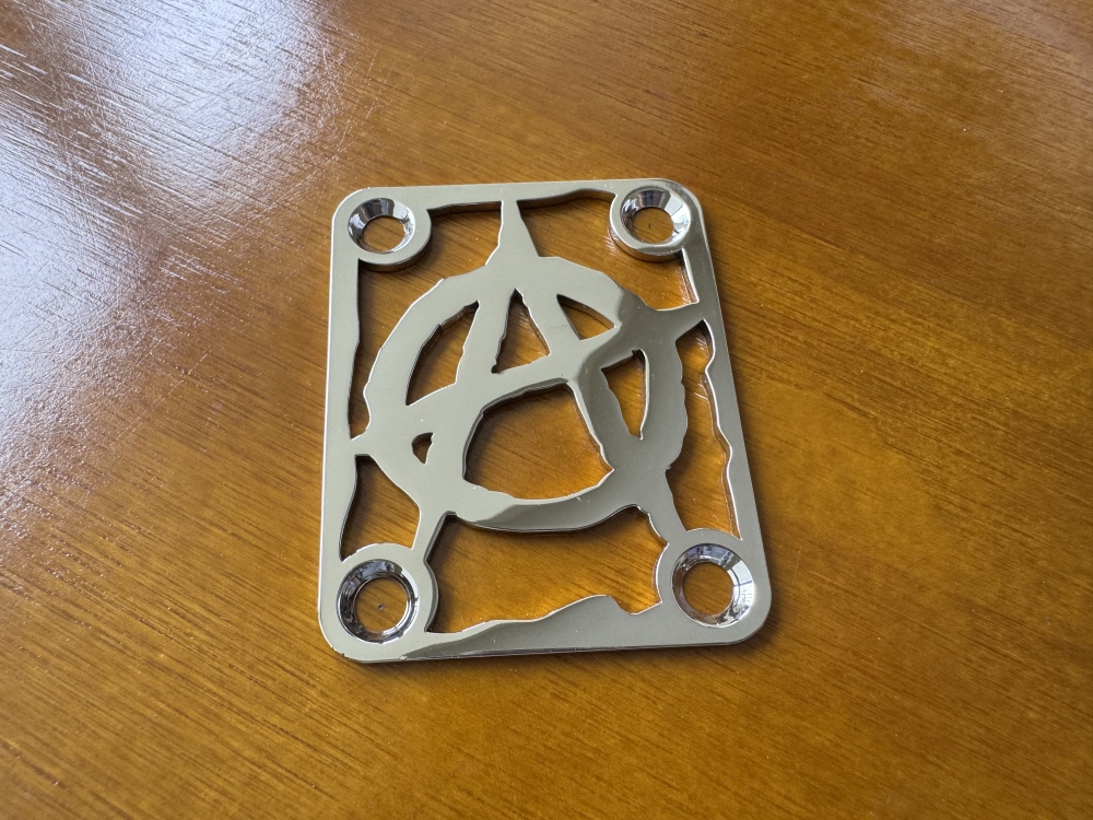 SHIP FROM CHINA !! Custom Made !! ANARCHY Neck Plate With 4Pcs Screws For Your Guitar or Bass - Golden & Chrome
