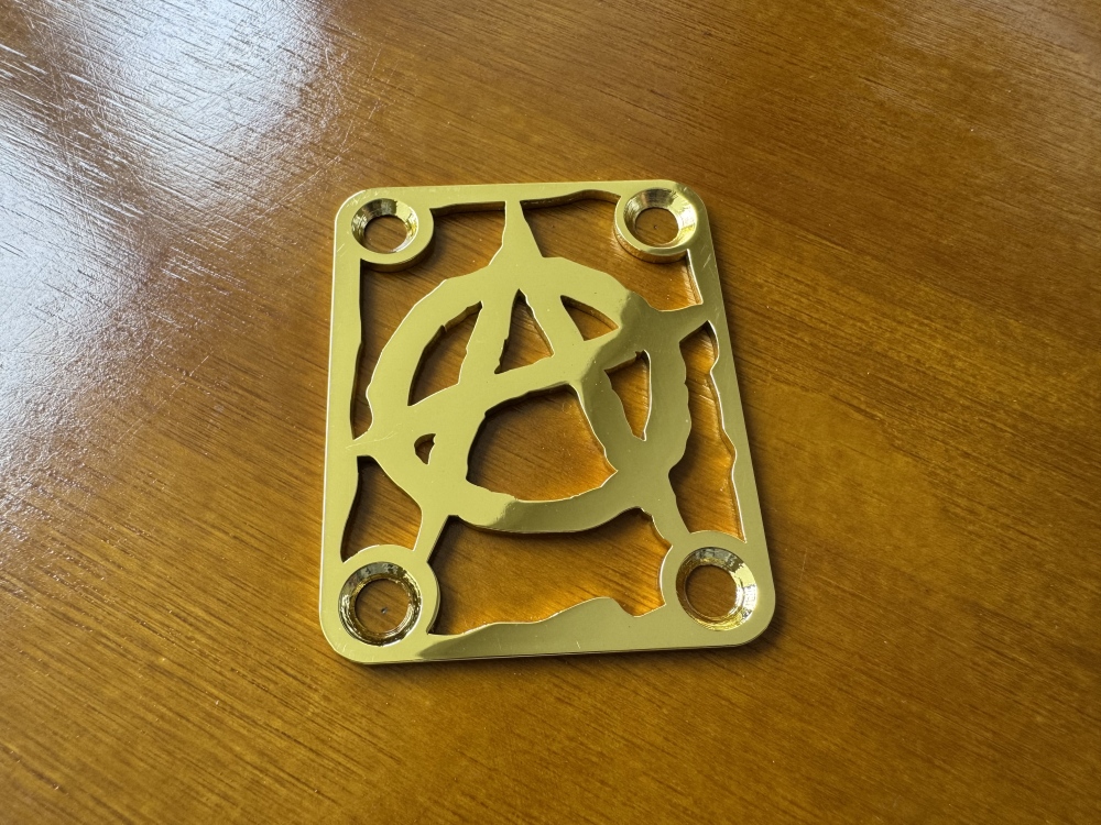 SHIP FROM CHINA !! Custom Made !! ANARCHY Neck Plate With 4Pcs Screws For Your Guitar or Bass - Golden & Chrome