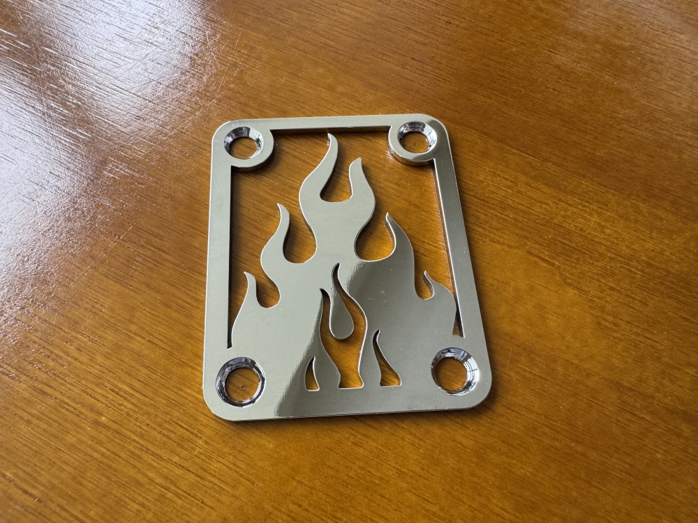 SHIP FROM CHINA !! Custom Made !! FLAME Neck Plate With 4Pcs Screws For Your Guitar or Bass - Golden & Chrome