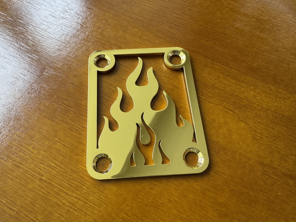 SHIP FROM CHINA !! Custom Made !! FLAME Neck Plate With 4Pcs Screws For Your Guitar or Bass - Golden & Chrome