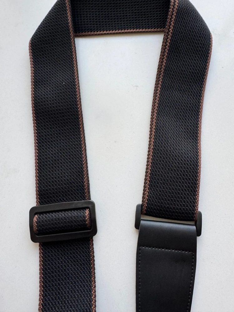 SHIP FROM CHINA !! 2.0" Wide Adjustable Cotton PU Leather Strap Fit For Gibson Electric Guitar Bass - Black