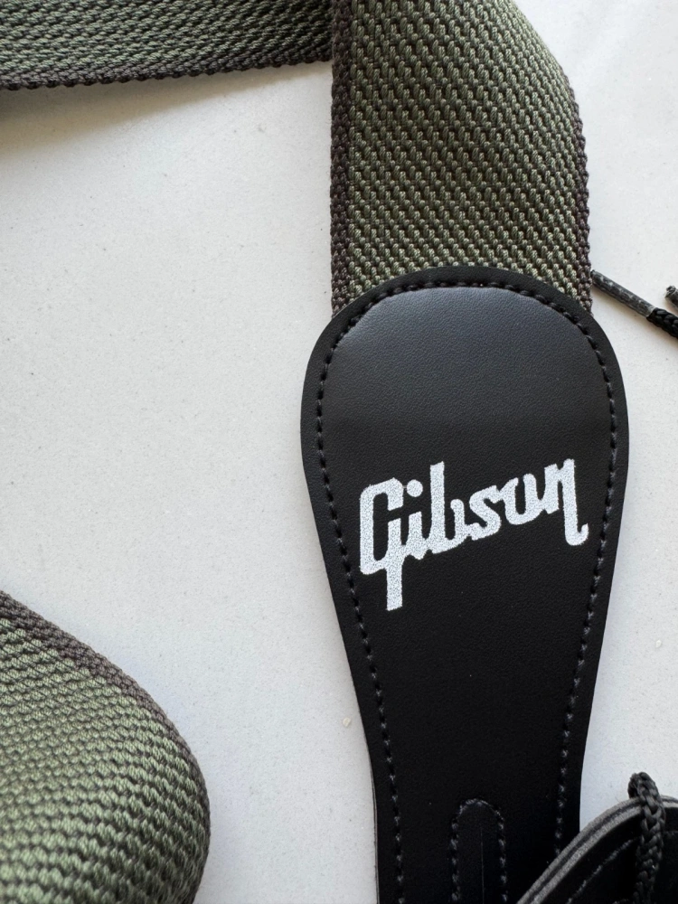 SHIP FROM CHINA !! 2.0" Wide Adjustable Cotton PU Leather Strap Fit For Gibson Electric Guitar Bass- Army Green