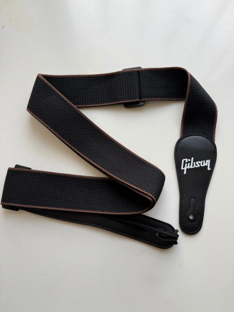 SHIP FROM CHINA !! 2.0" Wide Adjustable Cotton PU Leather Strap Fit For Gibson Electric Guitar Bass - Black