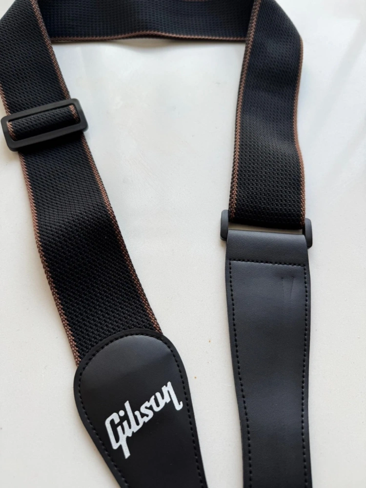 SHIP FROM CHINA !! 2.0" Wide Adjustable Cotton PU Leather Strap Fit For Gibson Electric Guitar Bass - Black