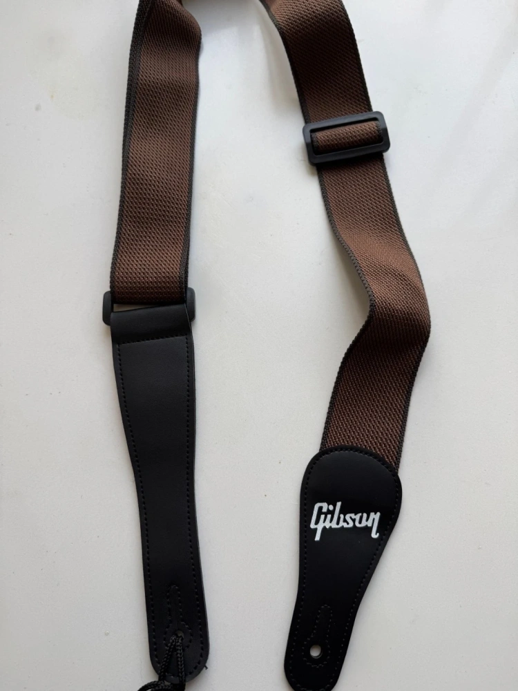 SHIP FROM CHINA !! 2.0" Wide Adjustable Cotton PU Leather Strap Fit For Gibson Electric Guitar Bass- Brown