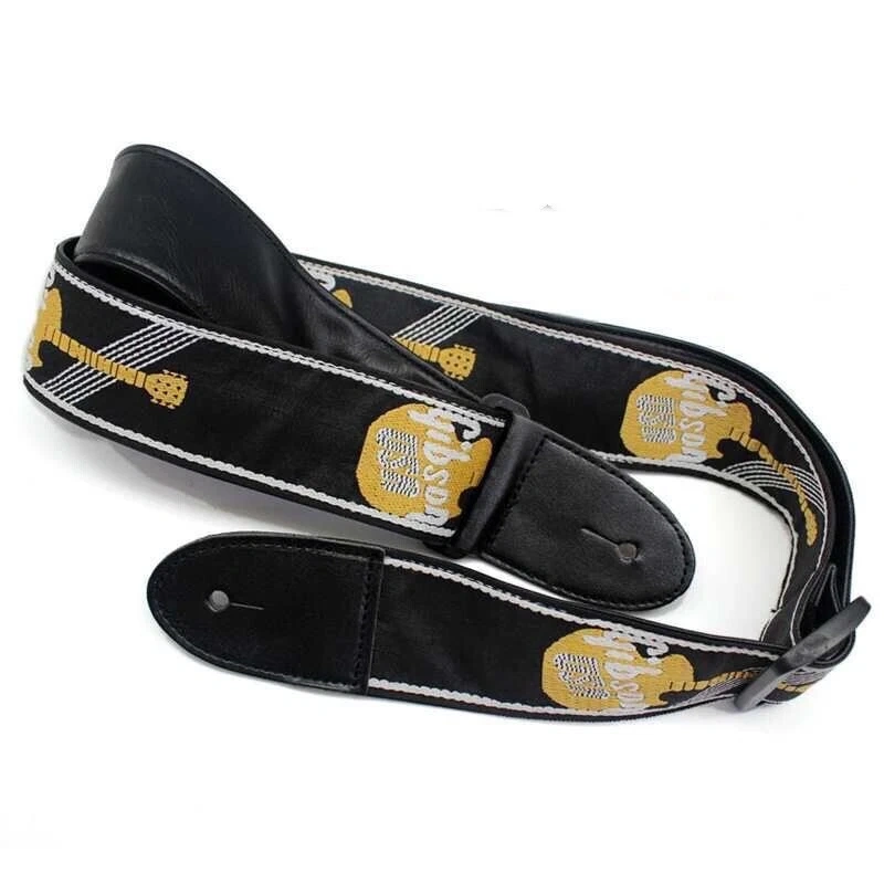 SHIP FROM CHINA !! Gibson Guitar Bass Adjustable Thickened Printed Fabric Embroidery Leather Strap