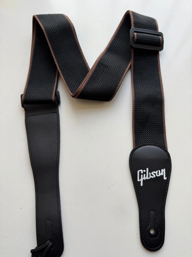 SHIP FROM CHINA !! 2.0" Wide Adjustable Cotton PU Leather Strap Fit For Gibson Electric Guitar Bass - Black
