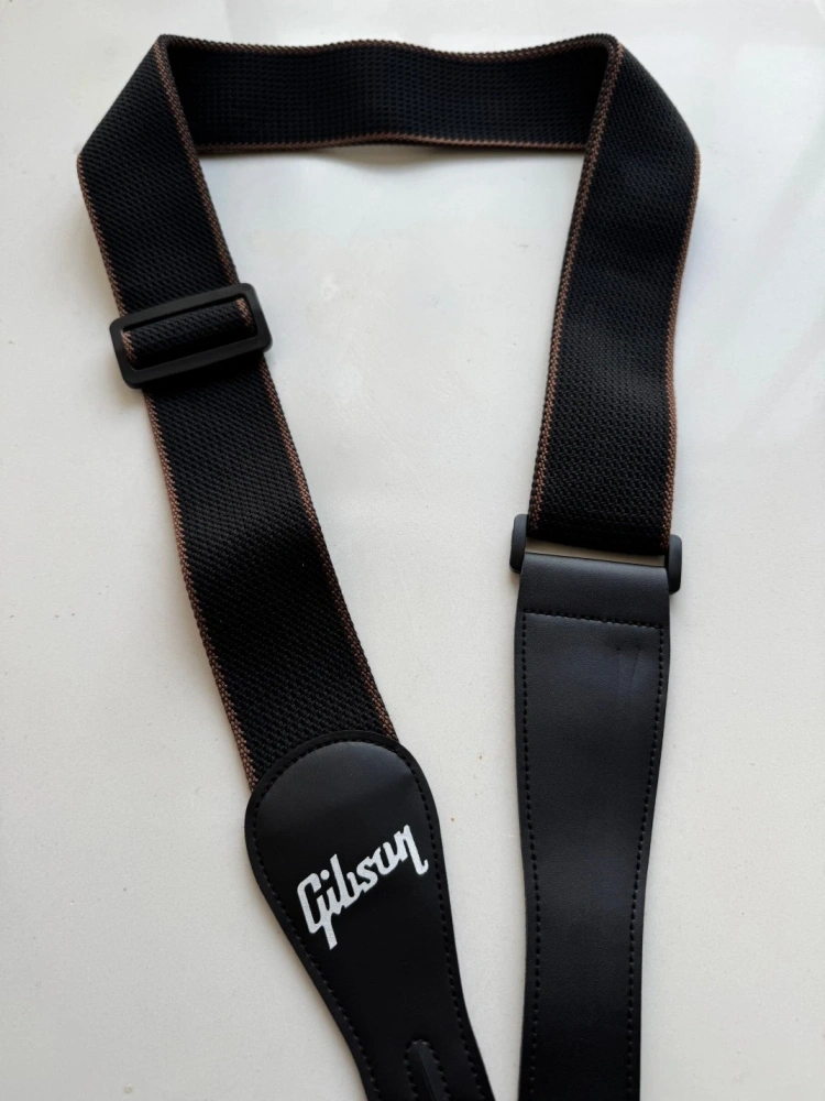 SHIP FROM CHINA !! 2.0" Wide Adjustable Cotton PU Leather Strap Fit For Gibson Electric Guitar Bass - Black