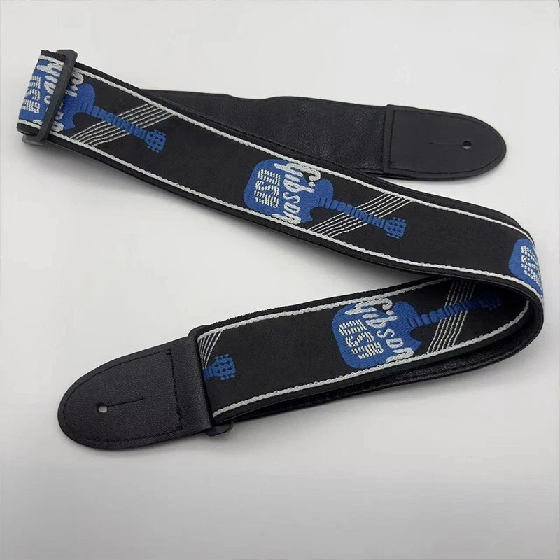 SHIP FROM CHINA !! Gibson Guitar Bass Adjustable Thickened Printed Fabric Embroidery Leather Strap