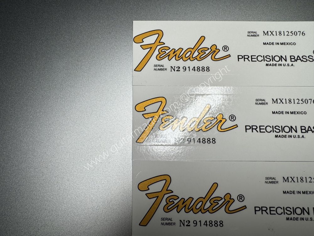 SHIP FROM CHINA !! FENDER PRECISON BASS Guitar Neck Headstock Decals Sticker