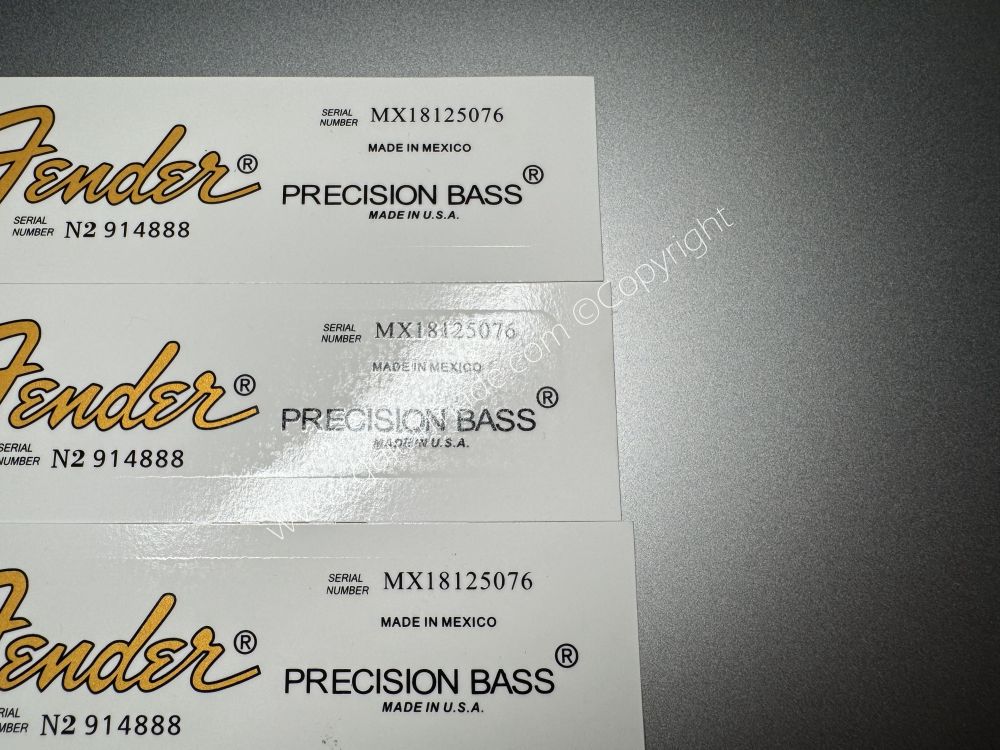 SHIP FROM CHINA !! FENDER PRECISON BASS Guitar Neck Headstock Decals Sticker