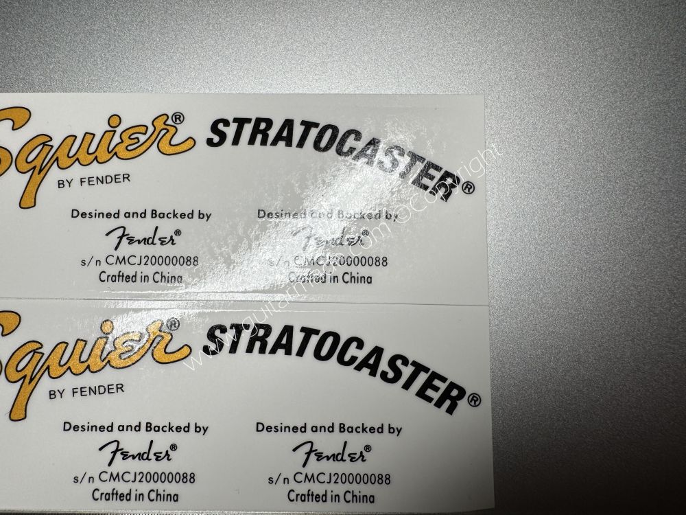 SHIP FROM CHINA !! FENDER SQUIER STRATOCASTER BASS Guitar Neck Headstock Decals Sticker
