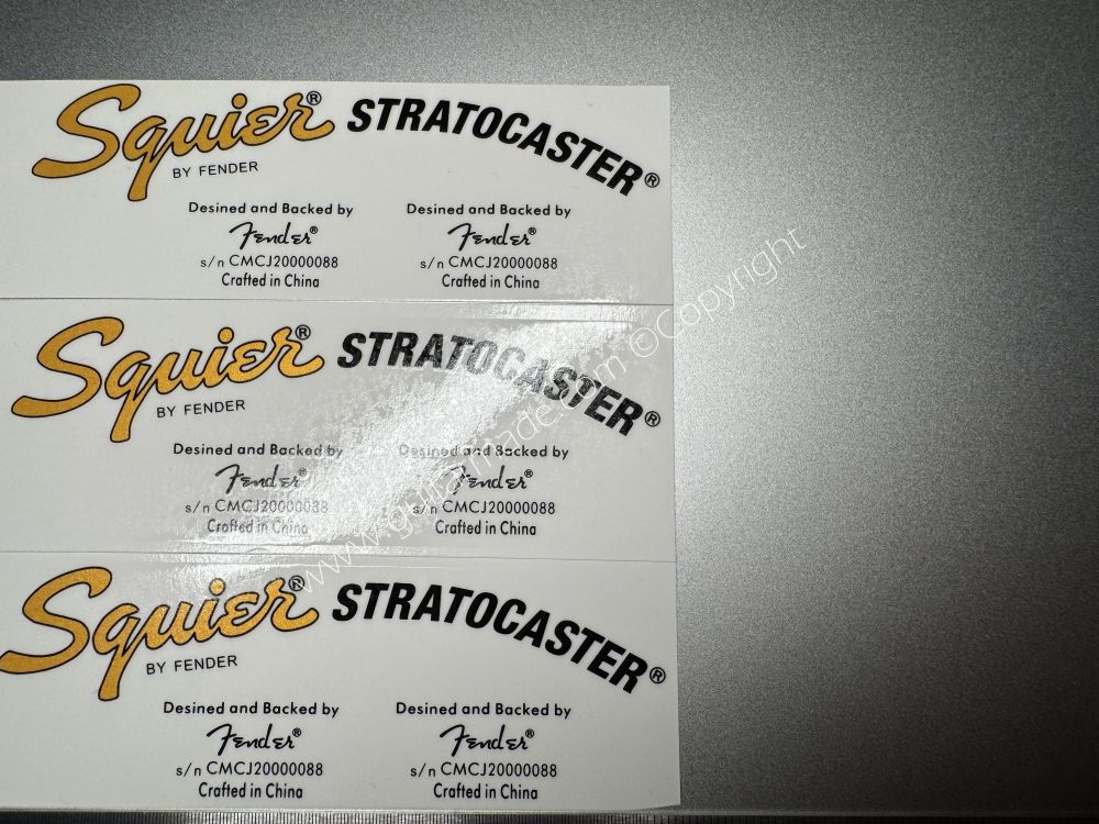 SHIP FROM CHINA !! FENDER SQUIER STRATOCASTER BASS Guitar Neck Headstock Decals Sticker