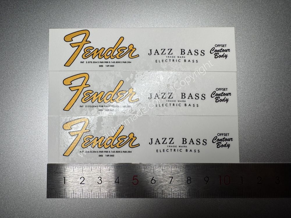 SHIP FROM CHINA !! FENDER JAZZ BASS Guitar Metallic ink Neck Headstock Decals Sticker