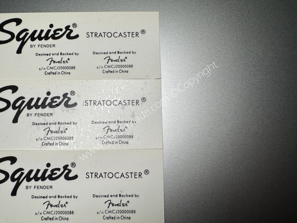SHIP FROM CHINA !! BLACK FENDER SQUIER STRATOCASTER BASS Guitar Metallic ink Neck Headstock Decals Sticker