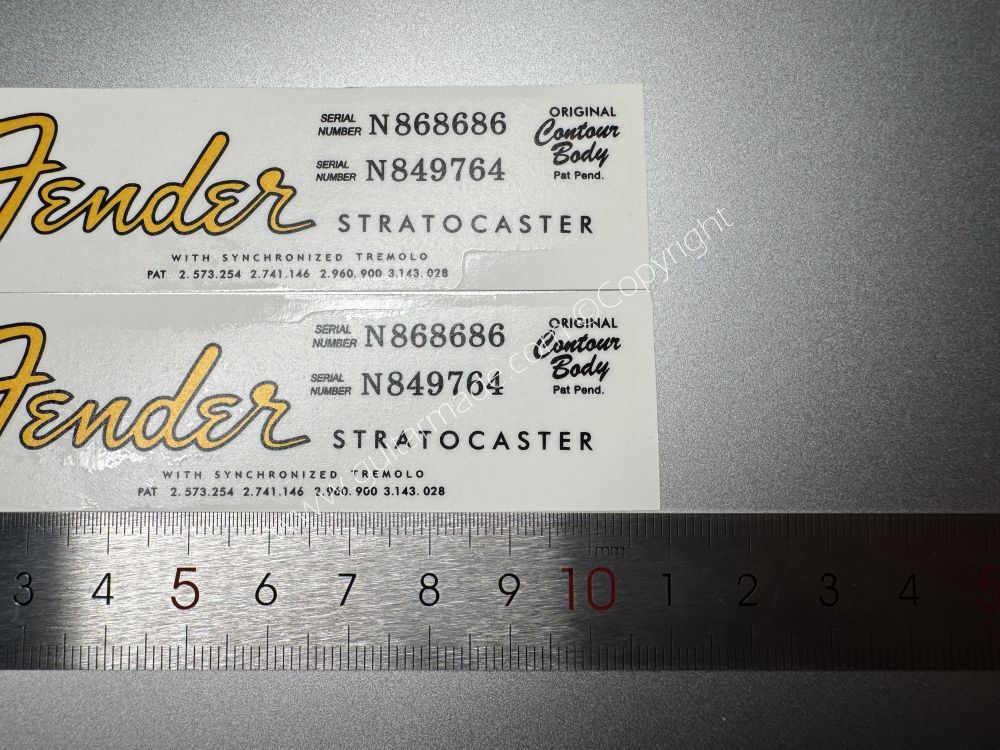 SHIP FROM CHINA !! FENDER STROCASTER BASS Guitar Metallic ink Neck Headstock Decals Sticker