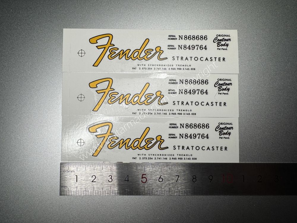 SHIP FROM CHINA !! FENDER STROCASTER BASS Guitar Metallic ink Neck Headstock Decals Sticker