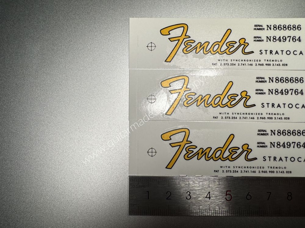 SHIP FROM CHINA !! FENDER STROCASTER BASS Guitar Metallic ink Neck Headstock Decals Sticker