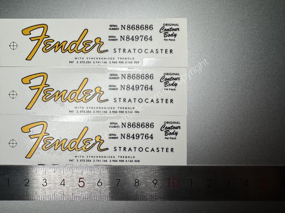 SHIP FROM CHINA !! FENDER STROCASTER BASS Guitar Metallic ink Neck Headstock Decals Sticker