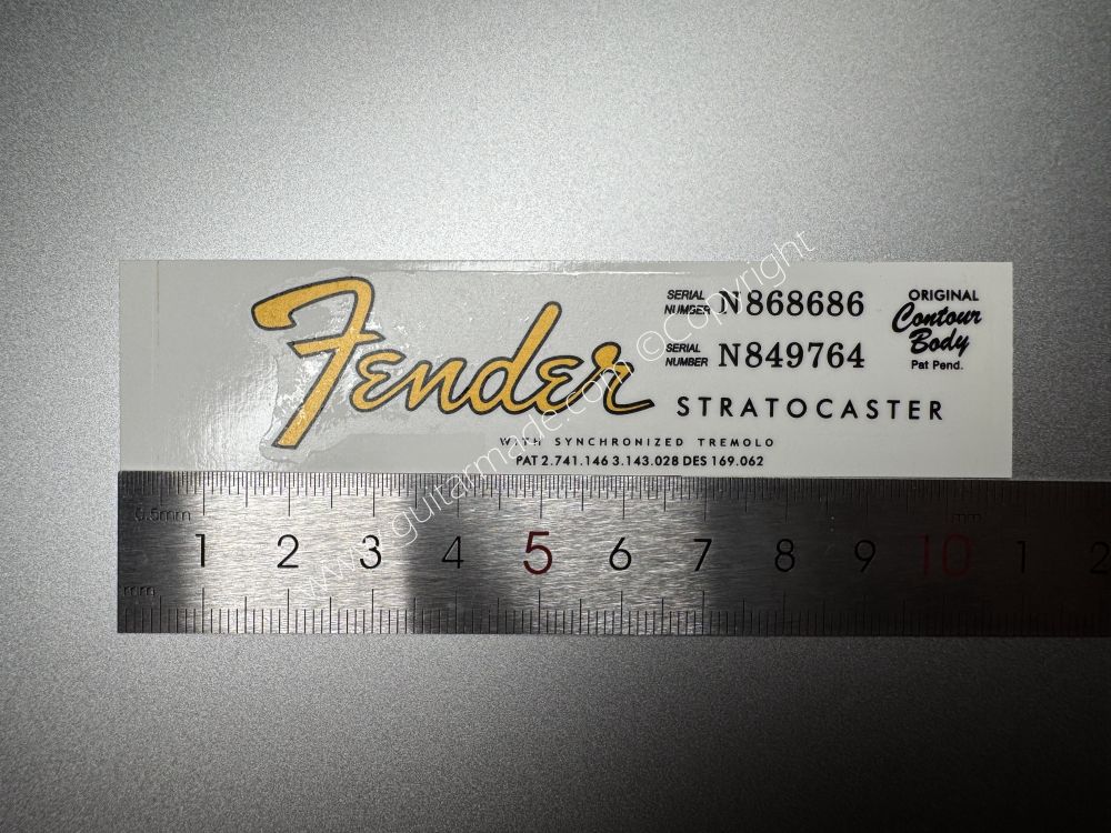 SHIP FROM CHINA !! FENDER STRATOCASTER BASS Guitar Metallic ink Neck Headstock Decals Sticker 062
