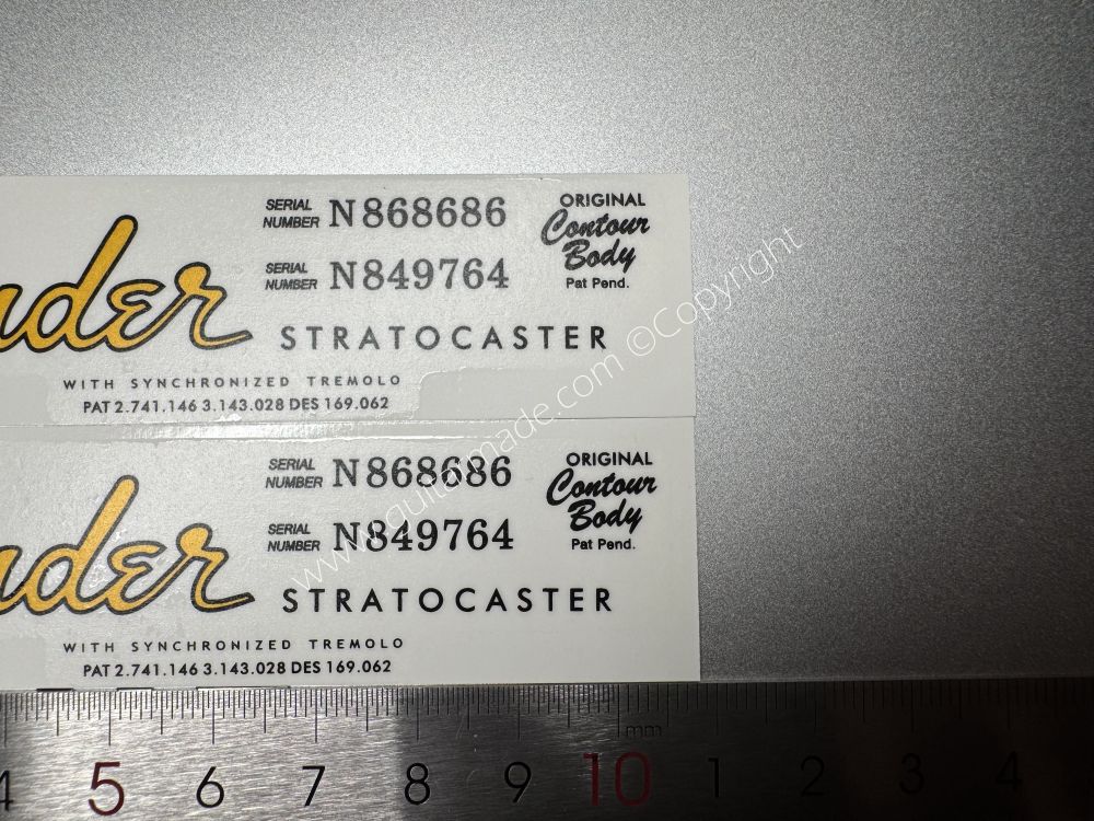 SHIP FROM CHINA !! FENDER STRATOCASTER BASS Guitar Metallic ink Neck Headstock Decals Sticker 062
