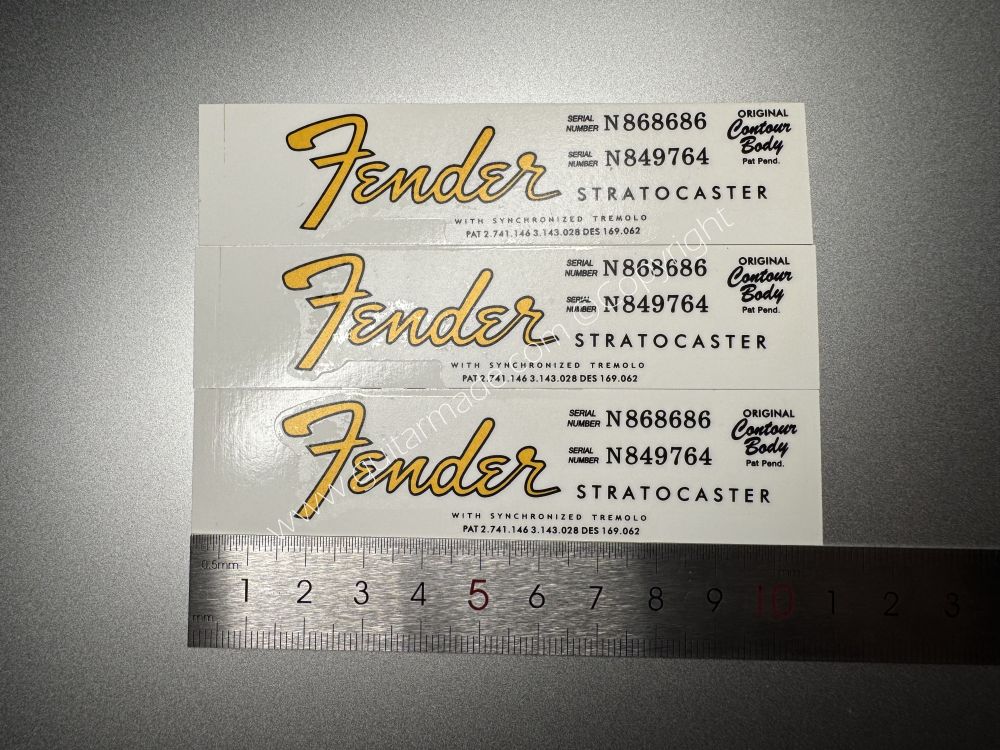 SHIP FROM CHINA !! FENDER STRATOCASTER BASS Guitar Metallic ink Neck Headstock Decals Sticker 062