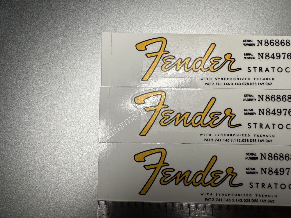 SHIP FROM CHINA !! FENDER STRATOCASTER BASS Guitar Metallic ink Neck Headstock Decals Sticker 062
