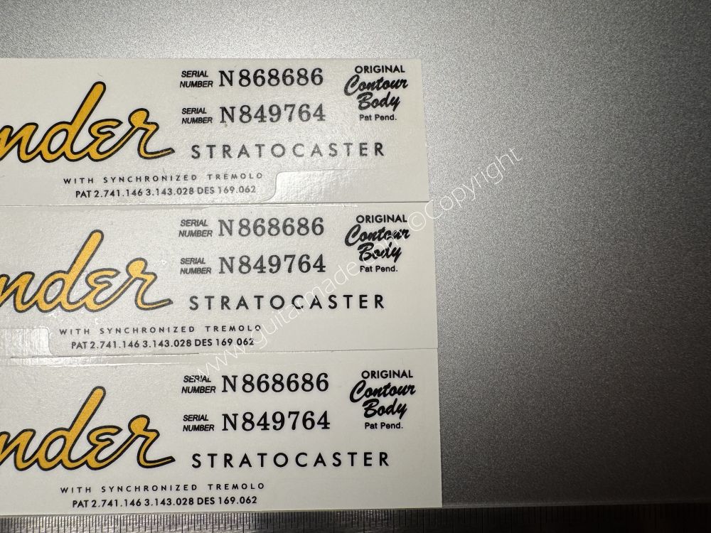 SHIP FROM CHINA !! FENDER STRATOCASTER BASS Guitar Metallic ink Neck Headstock Decals Sticker 062