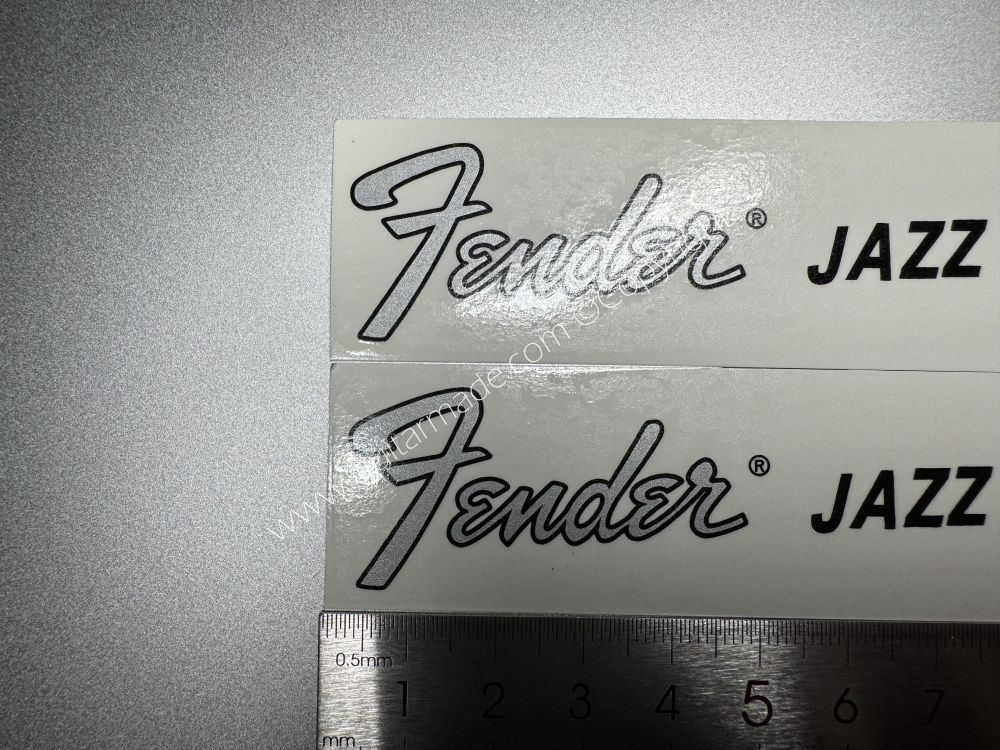 SHIP FROM CHINA !! SILVER FENDER JAZZ BASS Guitar Metallic ink Neck Headstock Decals Sticker 062