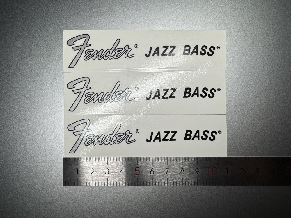 SHIP FROM CHINA !! SILVER FENDER JAZZ BASS Guitar Metallic ink Neck Headstock Decals Sticker 062