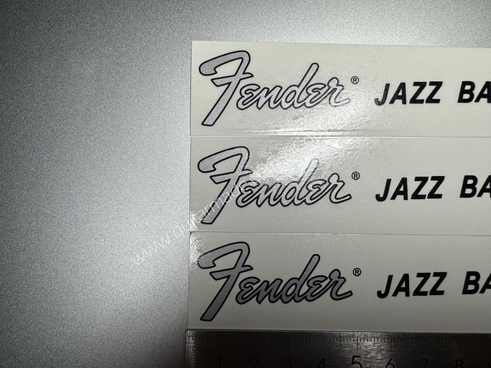 SHIP FROM CHINA !! SILVER FENDER JAZZ BASS Guitar Metallic ink Neck Headstock Decals Sticker 062