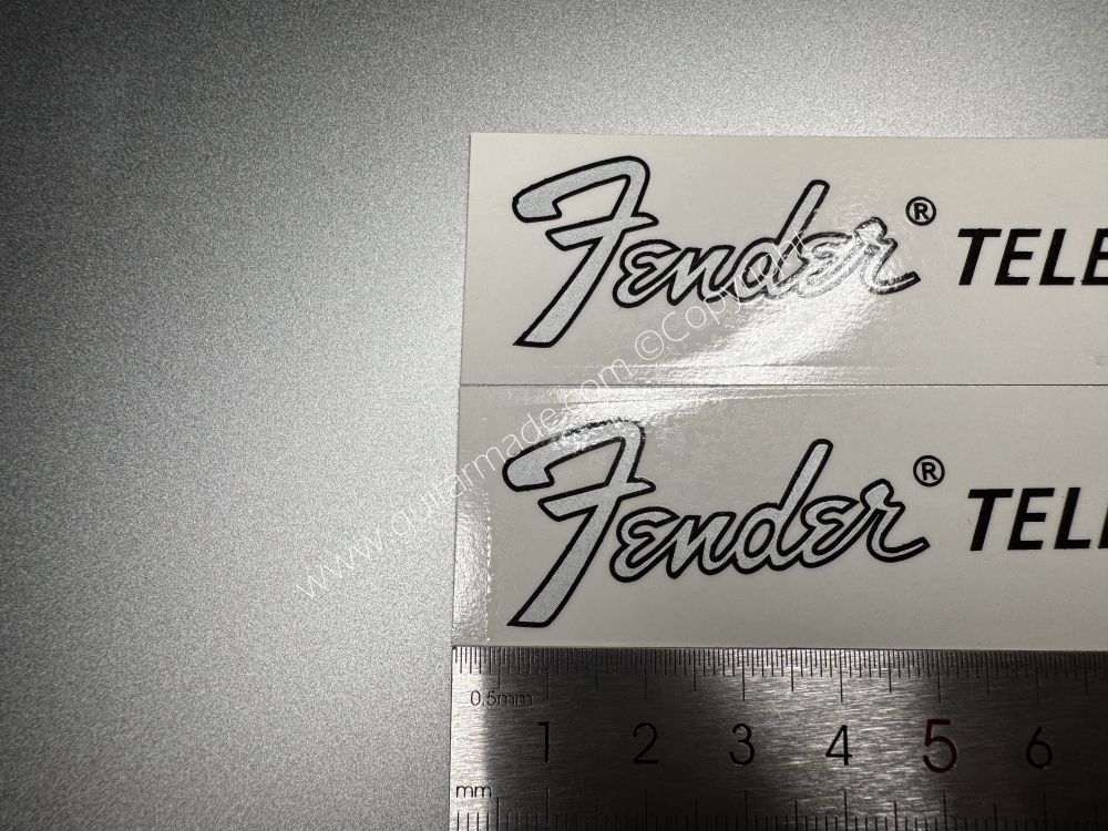 SHIP FROM CHINA !! SILVER FENDER TELECASTER BASS Guitar Metallic ink Neck Headstock Decals Sticker 062