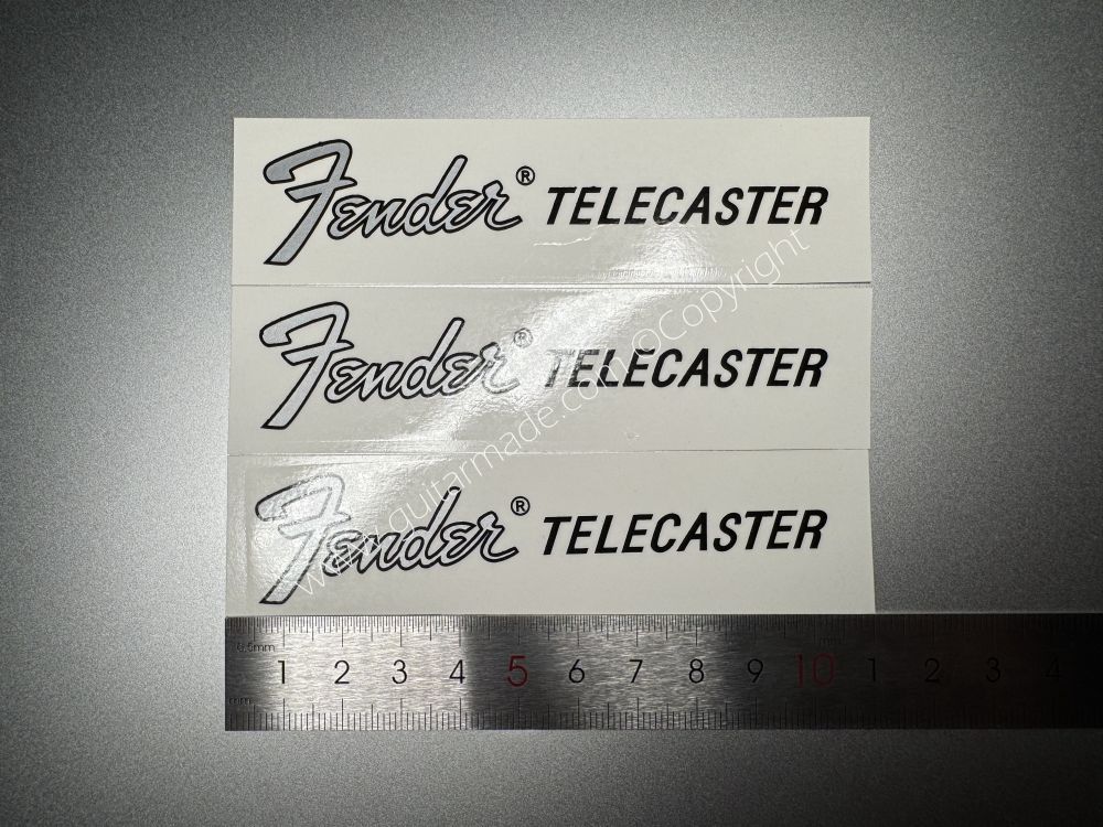 SHIP FROM CHINA !! SILVER FENDER TELECASTER BASS Guitar Metallic ink Neck Headstock Decals Sticker 062