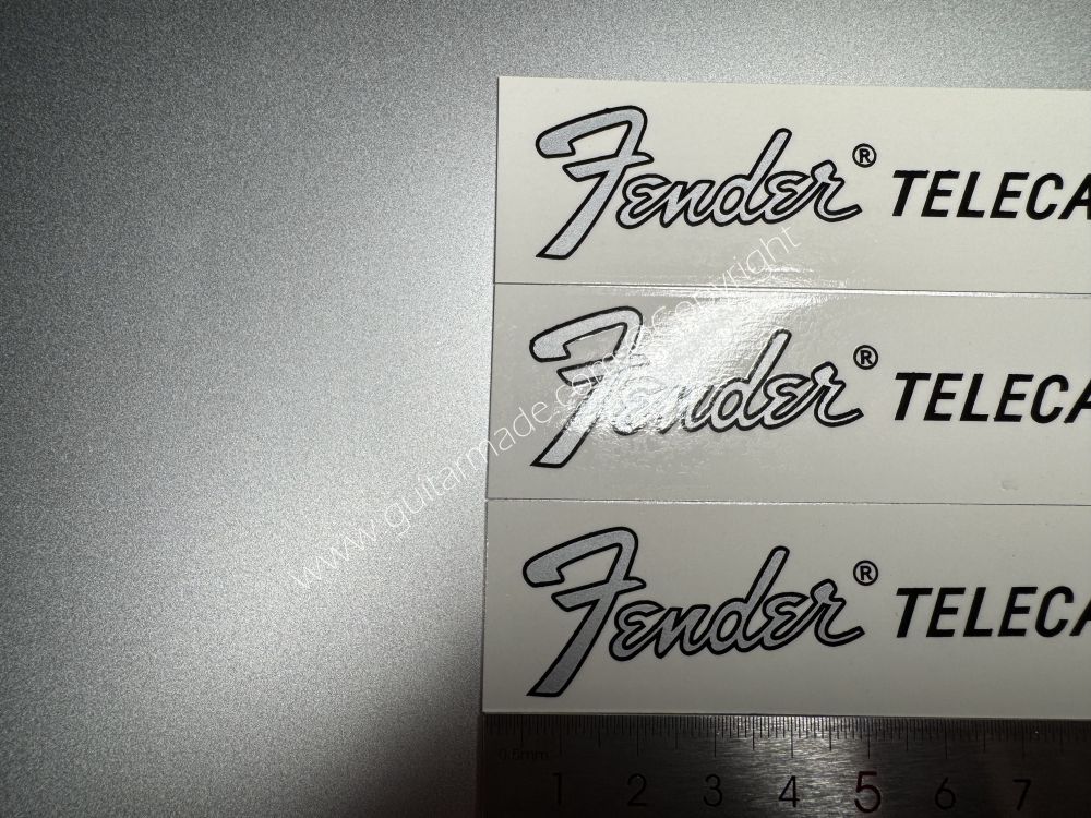 SHIP FROM CHINA !! SILVER FENDER TELECASTER BASS Guitar Metallic ink Neck Headstock Decals Sticker 062