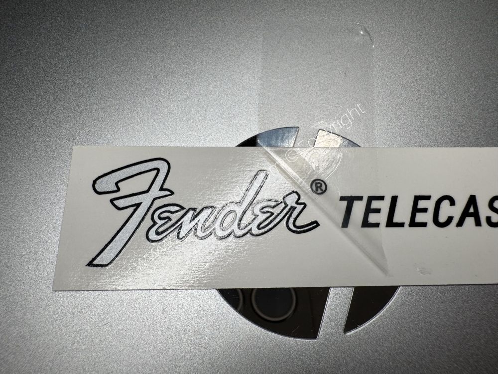 SHIP FROM CHINA !! SILVER FENDER TELECASTER BASS Guitar Metallic ink Neck Headstock Decals Sticker 062