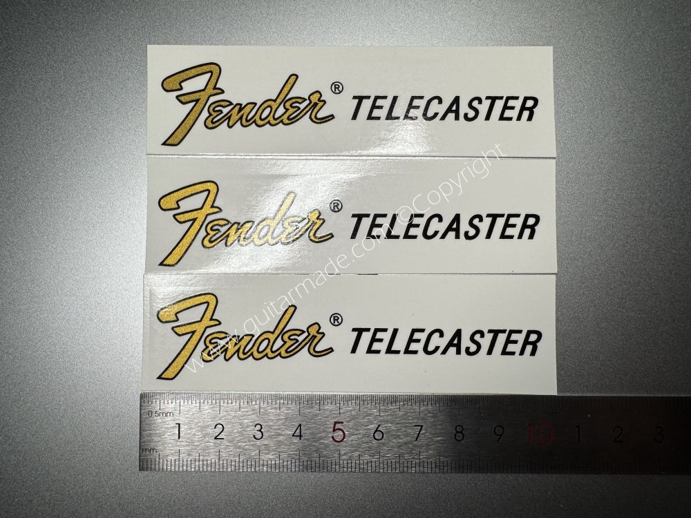 SHIP FROM CHINA !! GOLDEN FENDER TELECASTER BASS Guitar Metallic ink Neck Headstock Decals Sticker 062