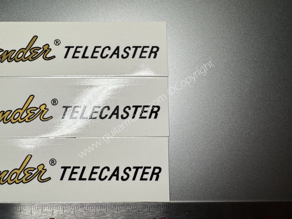 SHIP FROM CHINA !! GOLDEN FENDER TELECASTER BASS Guitar Metallic ink Neck Headstock Decals Sticker 062