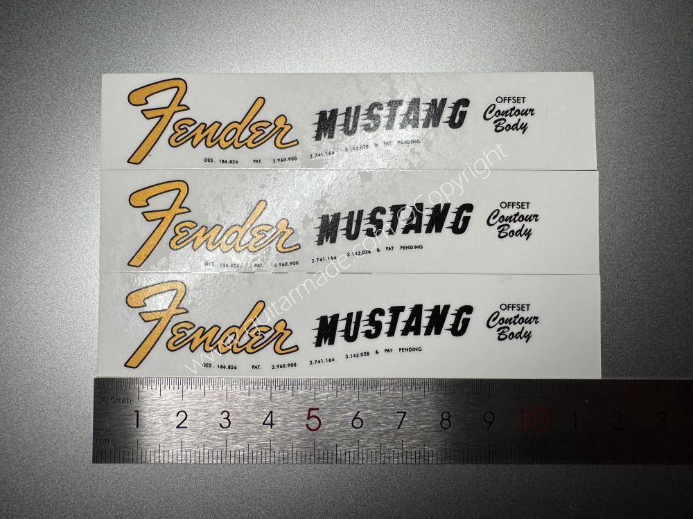SHIP FROM CHINA !! FENDER MUSTANG BASS Guitar Metallic ink Neck Headstock Decals Sticker